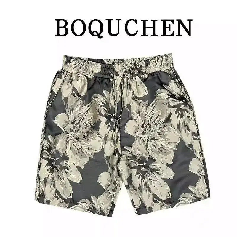 2025 Versatile high-end casual shorts for men, summer thin capre pants, men's trendy brand, trendy light luxury straight pants