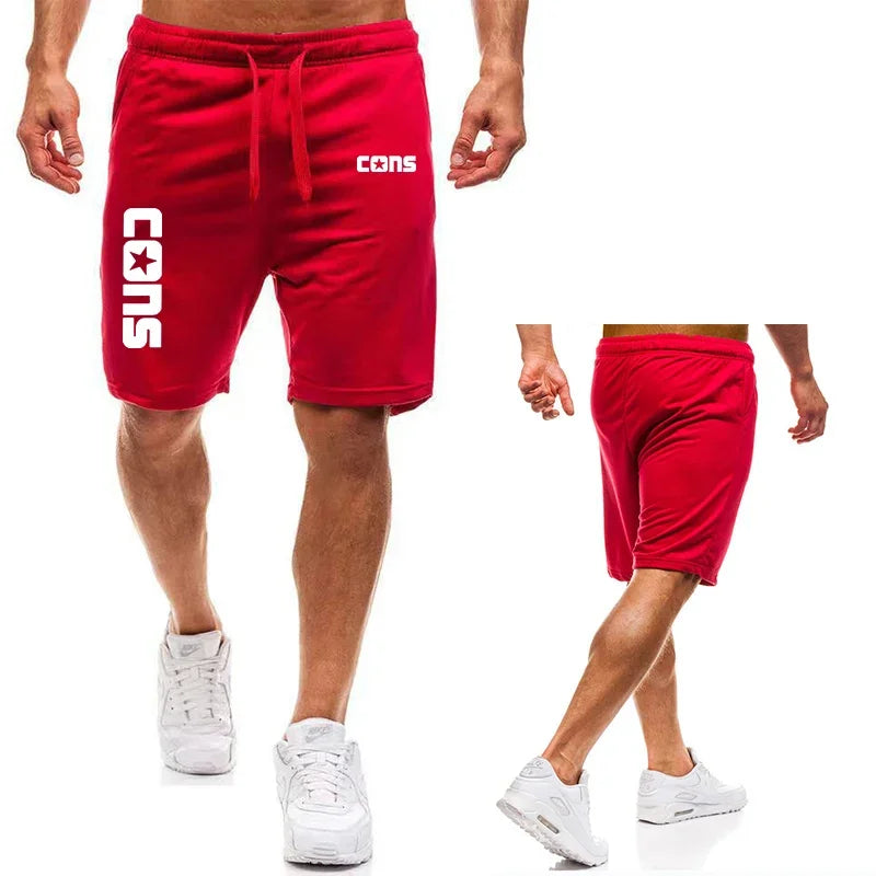 Men's running shorts, summer jogging training shorts, shoelaces with pockets, COSN printed casual shorts, slim fit