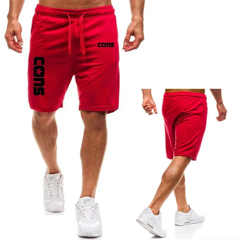 Men's running shorts, summer jogging training shorts, shoelaces with pockets, COSN printed casual shorts, slim fit