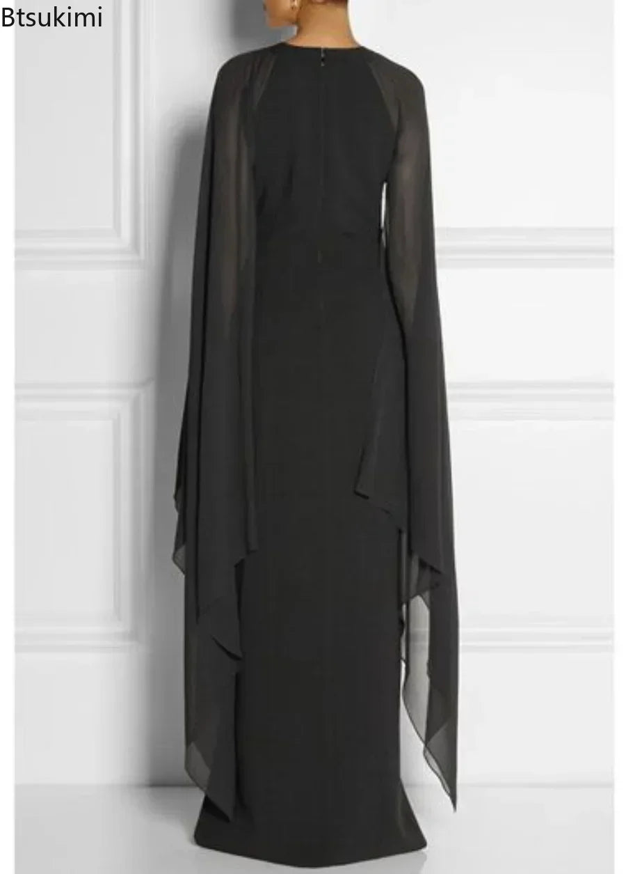 2025 Women's Sexy Evening Party Long Dress Solid Elegant Women Lace Dress Swing Shawl Unique Maxi Dress Female Vestidos De Mujer