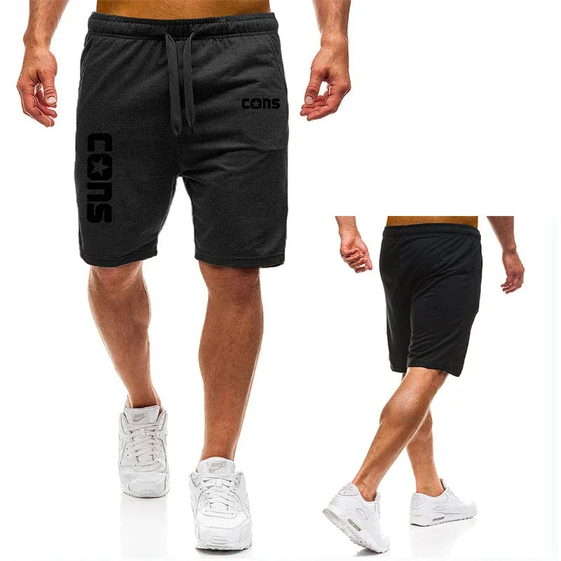Men's running shorts, summer jogging training shorts, shoelaces with pockets, COSN printed casual shorts, slim fit