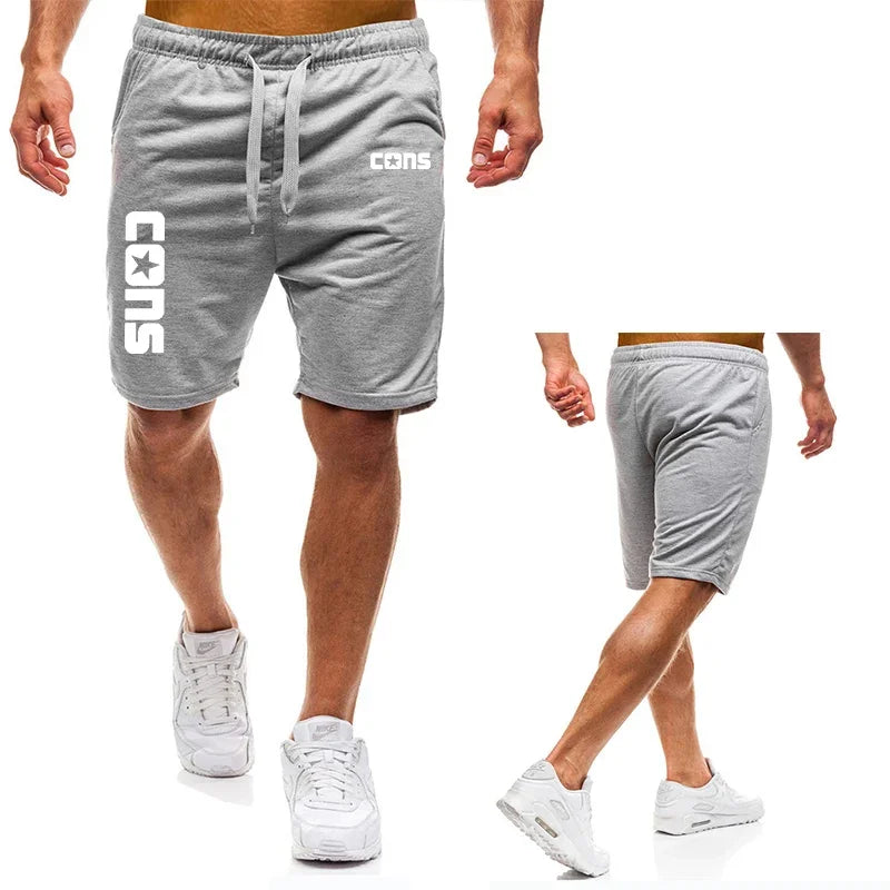 Men's running shorts, summer jogging training shorts, shoelaces with pockets, COSN printed casual shorts, slim fit