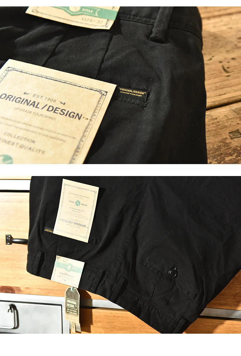 2025 Men's Cotton Vintage Cargo Pants Spring Autumn Fashion Beading Design Solid Baggy Pants Casual Streetwear Men Joggers Pants