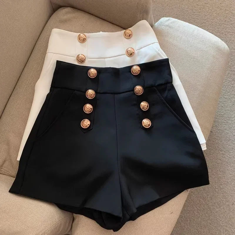 Shorts Femininas Black Suit New Double Breasted Wide Leg Hot Casual Wild Outwear  for Women Pantalones Cortos De Mujer