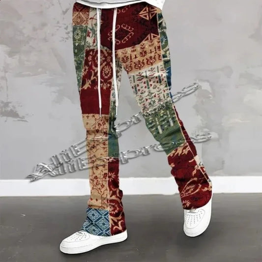 Y2k Pants Men Loose 3D Print Trousers Casual Sweatpants Waist Sporty Female Clothes Streetwear Hip Hop Vintage Flared Pants moto