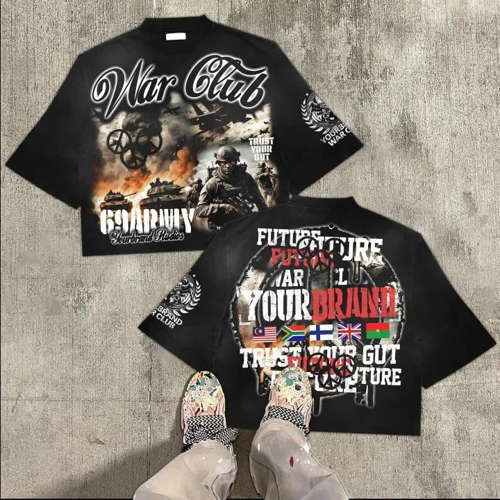 Vintage Warzone Valley Division Graphic 100% Cotton T-Shirt Cropped Tees Men and women same style, casual and comfortable