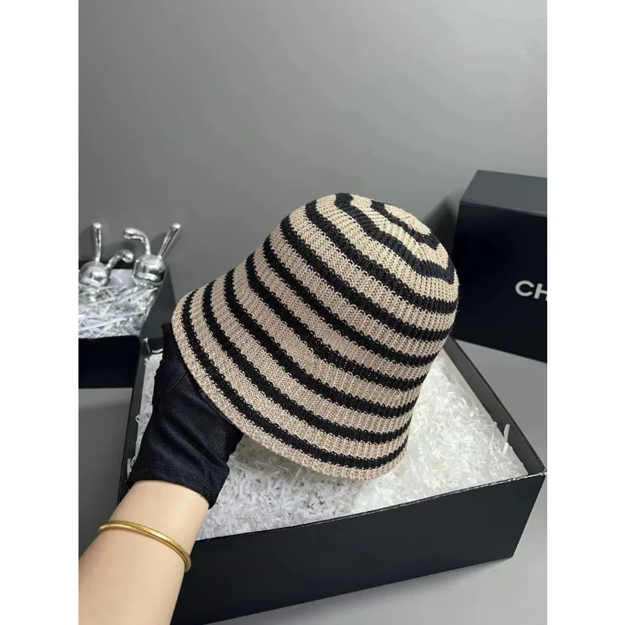 Gorras Para Hombres Striped Hollow Women Bucket Hat Spring Summer Outdoor Sunscreen Weave Breathable Fisherman Versatile Travel