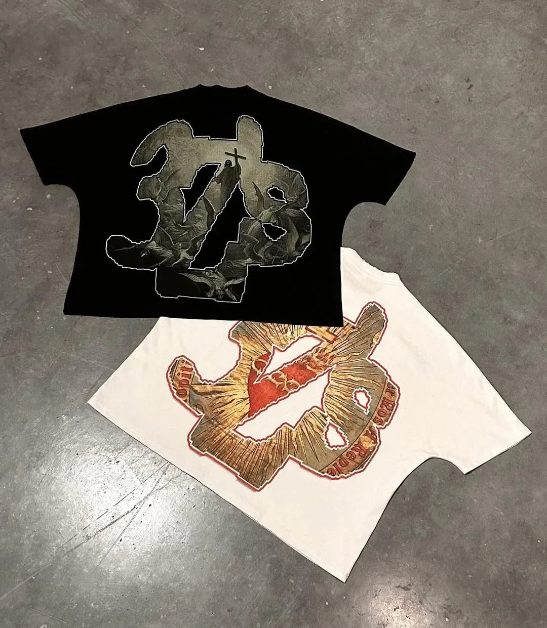 Y2k retro new hip-hop pattern printed men oversized T-shirt street short sleeved casual punk couple top harajuku y2k top