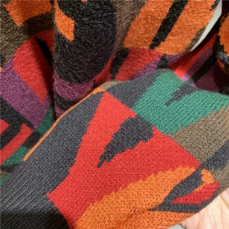 2023 New Autumn and Winter Men Fashion Letter Jacquard Pullover Knitted Sweater Trendy Contrasting Color Design Sweater