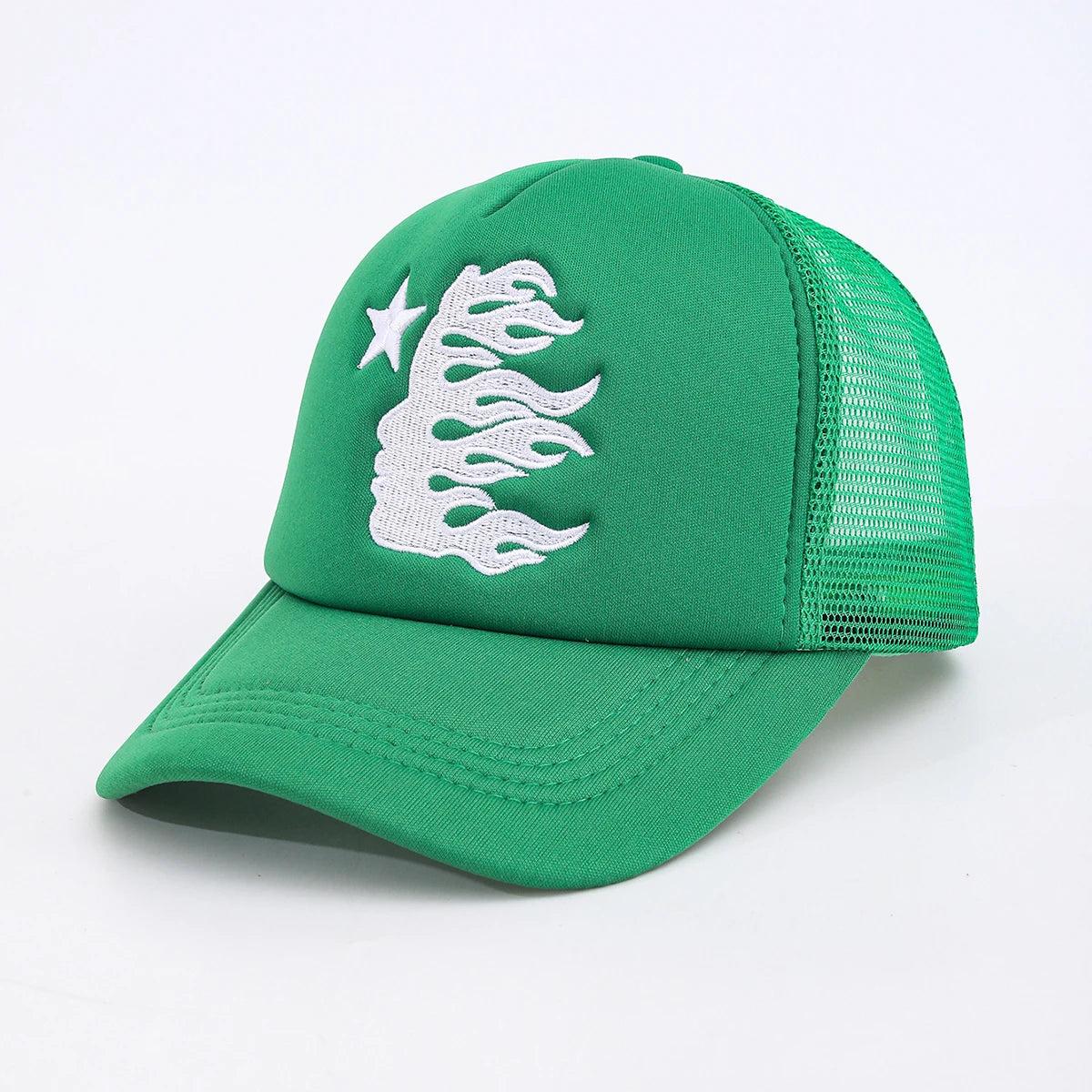 Summer Embroidered Side Face Pentagram Men's and Women's Baseball Hats Outdoor Breathable Sunshade Mesh Hats Truck Driver Hats