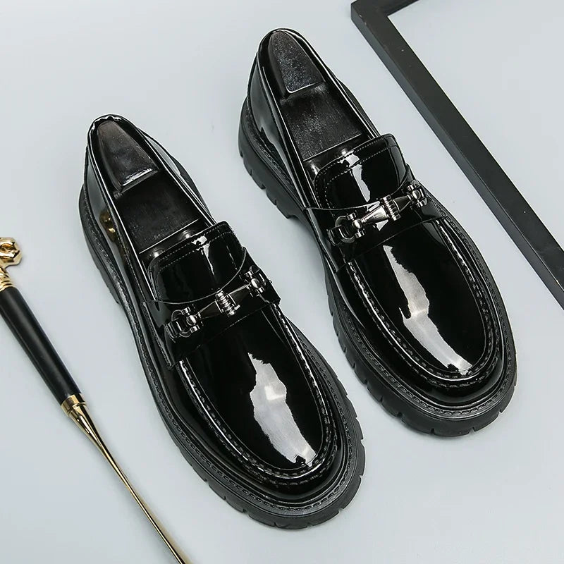 New Black Loafers Men Pu Leather Shoes Breathable Slip-On Solid Casual Shoes Handmade Men Dress Shoes