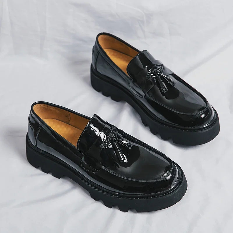 New Black Loafers Men Pu Leather Shoes Breathable Slip-On Solid Casual Shoes Handmade Men Dress Shoes