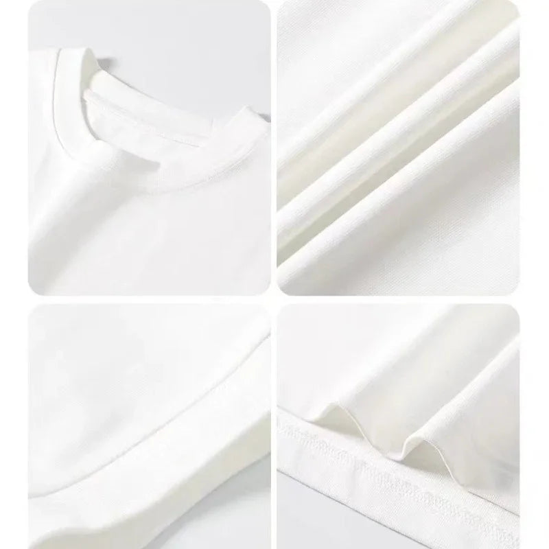 High Qualtity Cotton Men Short Sleeve Loose Crew Neck Comfortable T-shirt Printing Casual Fashion Trend White Black T Shirt