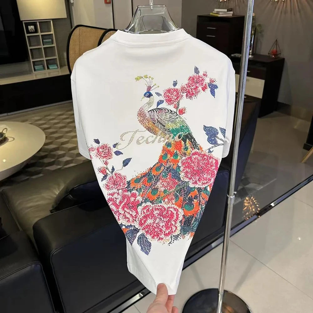 Men's Y2k Graphic Cotton Short-Sleeved T-Shirt Chinese Retro Trend Fashion Loose Casual Breathable Niche Summer New Men's Tops