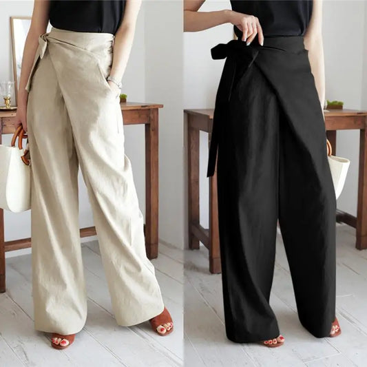 Women Casual High Waist Trouser 2023 Fashion Ladies Office Solid Wide-leg Pantalon Female Slack Pants