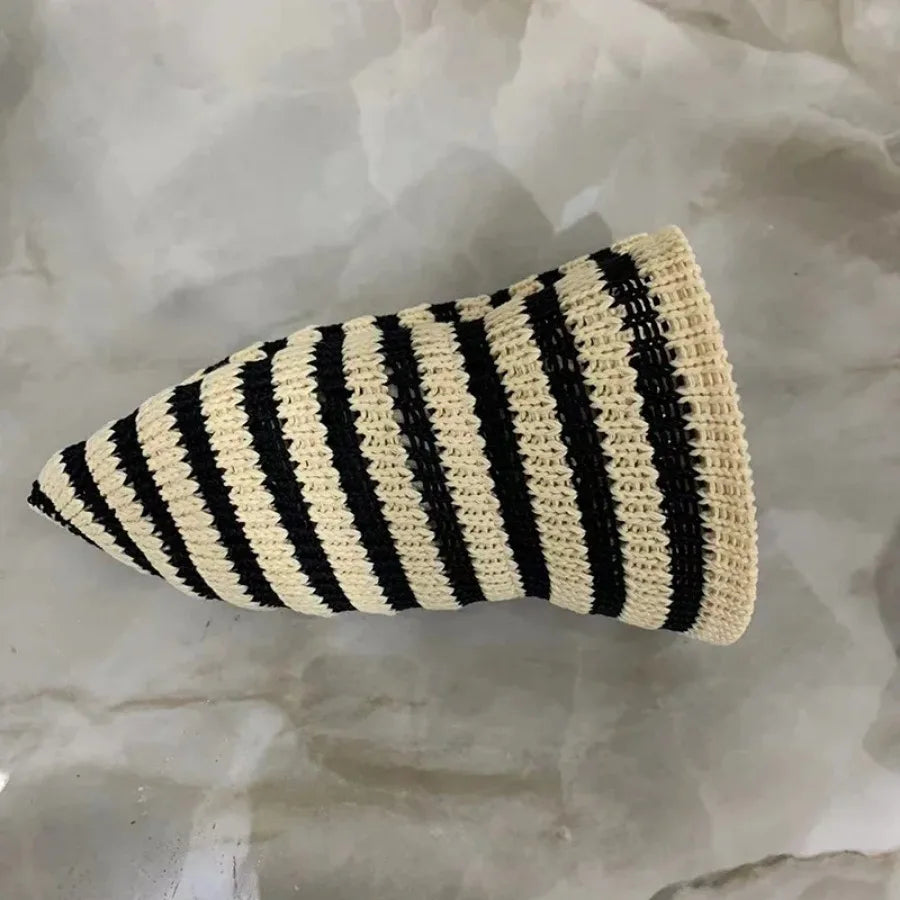 Gorras Para Hombres Striped Hollow Women Bucket Hat Spring Summer Outdoor Sunscreen Weave Breathable Fisherman Versatile Travel