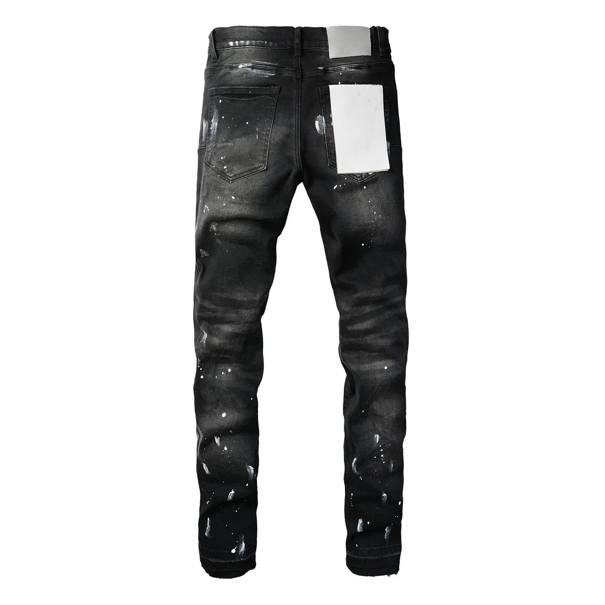 New Jeans Men Fashion Trend Daily Casual Black Paint Hole Straight Leg Pants Hip Hop Elastic Skinny Ripped jeans Brand pants