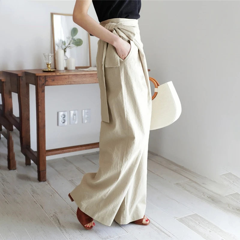 Women Casual High Waist Trouser 2023 Fashion Ladies Office Solid Wide-leg Pantalon Female Slack Pants