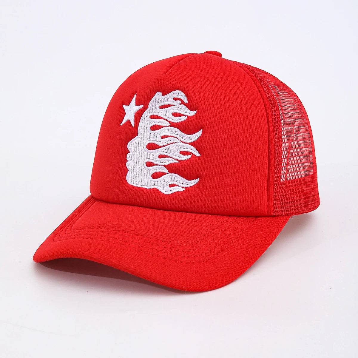 Summer Embroidered Side Face Pentagram Men's and Women's Baseball Hats Outdoor Breathable Sunshade Mesh Hats Truck Driver Hats