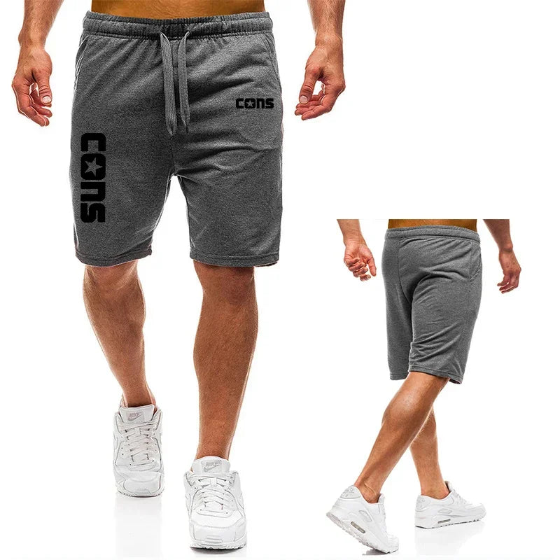 Men's running shorts, summer jogging training shorts, shoelaces with pockets, COSN printed casual shorts, slim fit