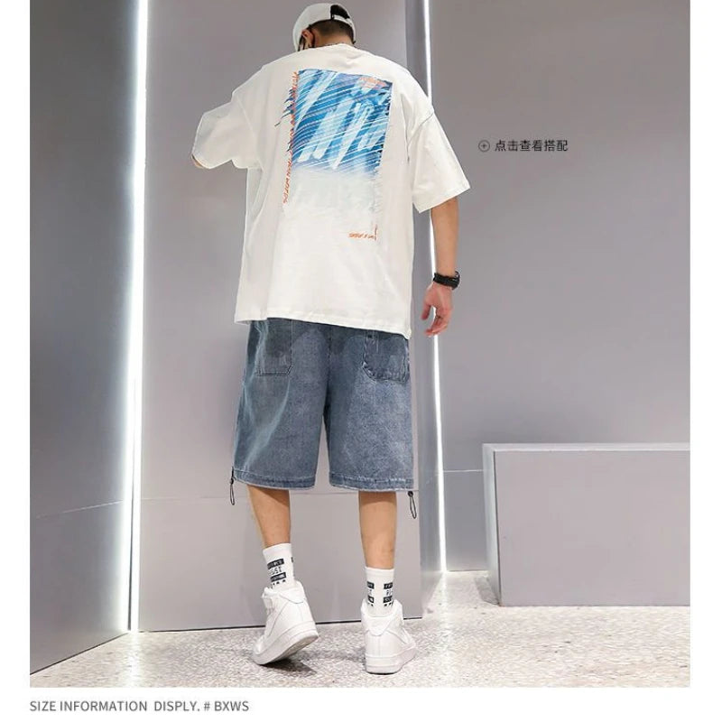 Ripped Jeans Men's Summer Thin Trendy Loose Casual Retro Shorts