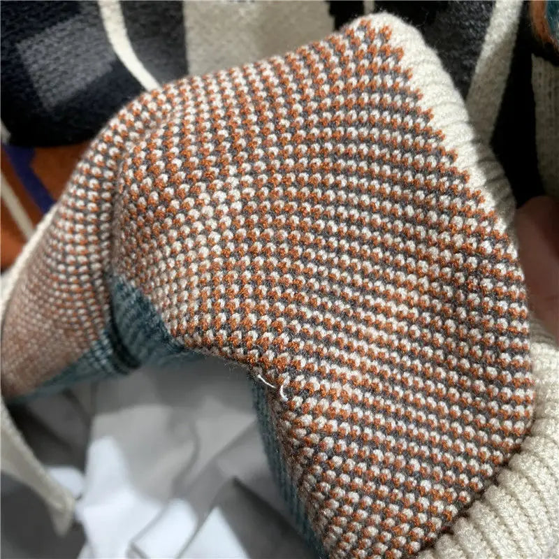 2023 New Autumn and Winter Men Fashion Letter Jacquard Pullover Knitted Sweater Trendy Contrasting Color Design Sweater