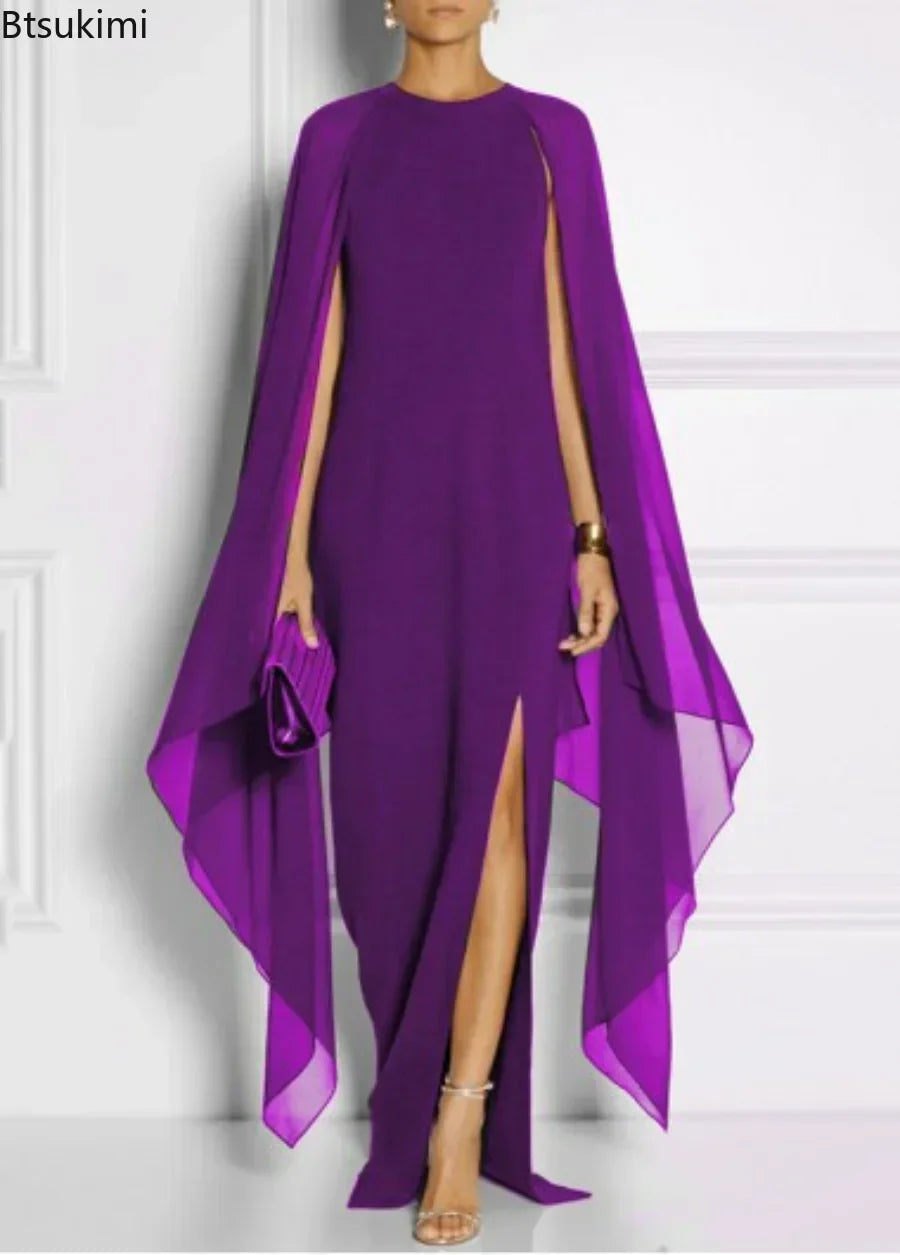 2025 Women's Sexy Evening Party Long Dress Solid Elegant Women Lace Dress Swing Shawl Unique Maxi Dress Female Vestidos De Mujer