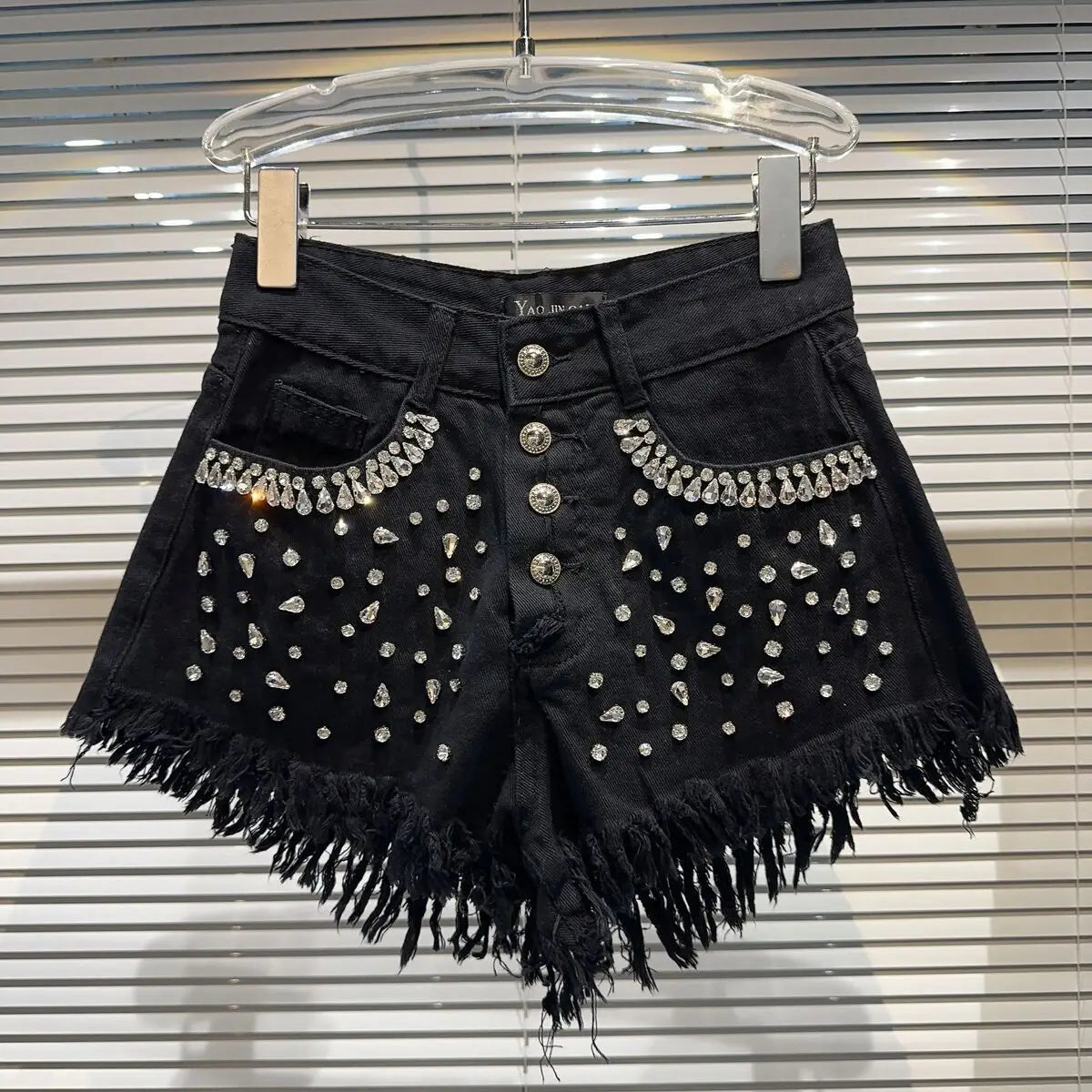 Matakawa Denim Shorts Mujer Beading Diamonds Tassels Spring Summer Women Pants Streetwear Solid Korean Fashion Pantalones Cortos