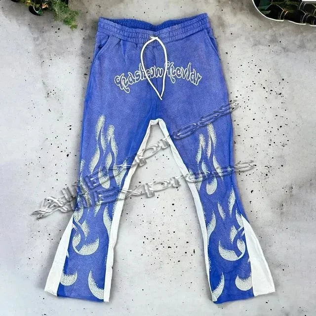 Y2k Pants Men Loose 3D Print Trousers Casual Sweatpants Waist Sporty Female Clothes Streetwear Hip Hop Vintage Flared Pants moto