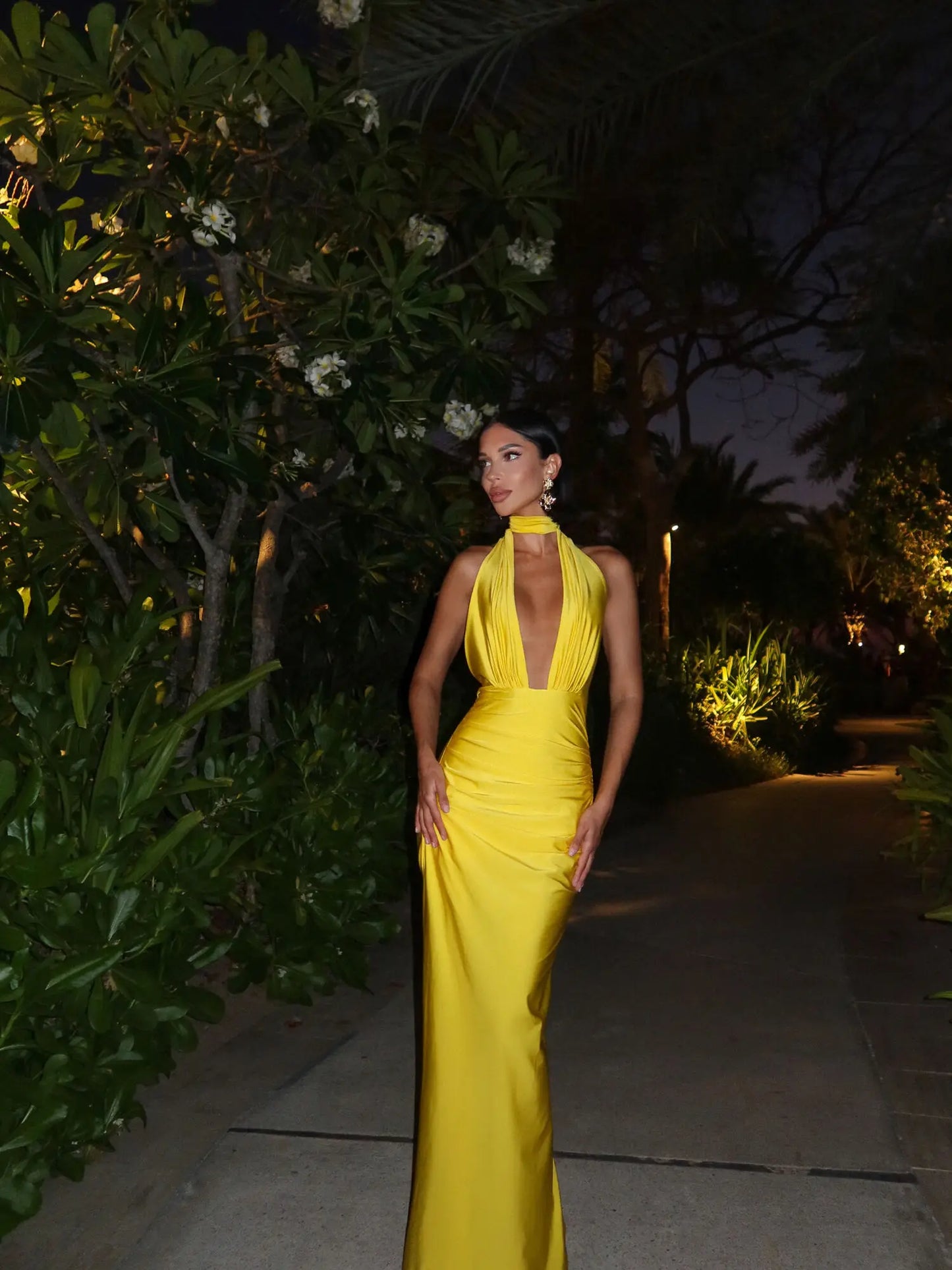 Articat Elegant Spaghetti Strap Satin Bodycon Split Long Dress Women's Sexy Deep V Backless Evening Dress Female Party Clubwear