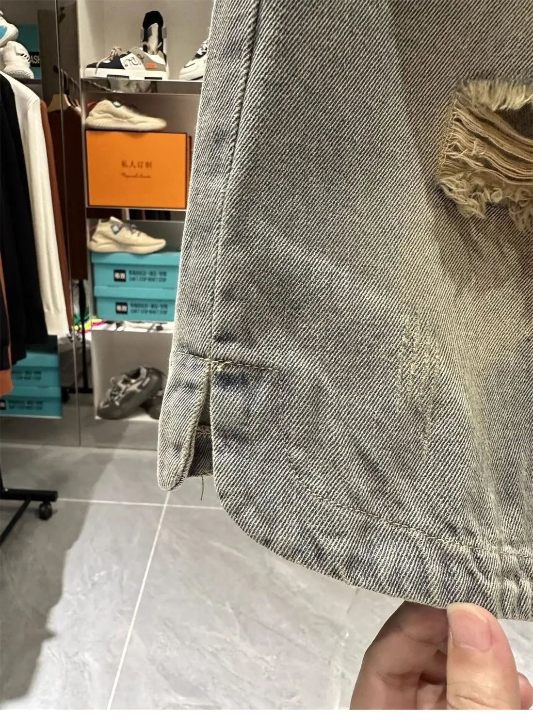 Men's Ripped Denim Shorts American High Street Loose Straight Washed Old Retro Versatile Casual Five-point Pants Jorts Man