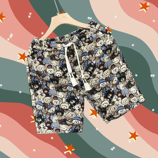 2025 New Men's Quick-drying Sports Shopping Shorts Bear Printing American Trend Fashion Shorts Comfortable Casual Shorts Y2K