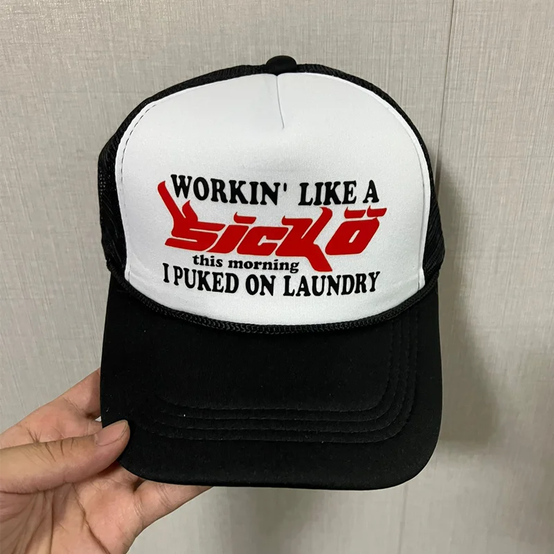 Vintage Sicko Letter Trucker Hat IAN CONNOR SICKO Mesh Hats 3D Print Baseball Cap Y2K Style Hip Hop Caps Dance Party