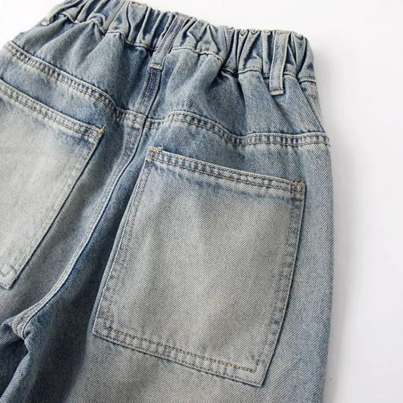 Boys' jeans, cool and versatile pants for going out, middle-aged and young children's autumn pants, street style fashion